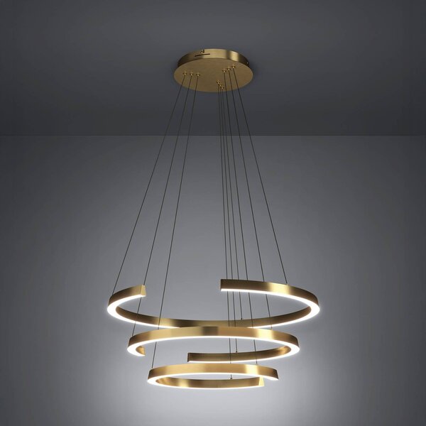 LED závesné svietidlo Stars of Light Labonete, zlatá, 80 cm, 3-pl.,, Mosadz / zlato, Obývacia izba / jedáleň, Hliník, Moderný, Závesné svietidlo