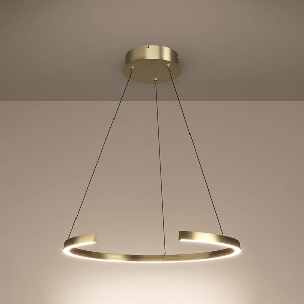 LED závesné svietidlo Stars of Light Labonete, zlatá, 80 cm, 1-pl. žiarovka,, Mosadz / zlato, Obývacia izba / jedáleň, Hliník, Moderný, Závesné svietidlo