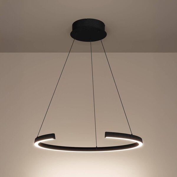 Stars of Light Závesné svietidlo Labonete, čierna, Ø 80 cm, 1-pl. žiarovka,, Čierna, Obývacia izba / jedáleň, Hliník, Moderný, Závesné svietidlo