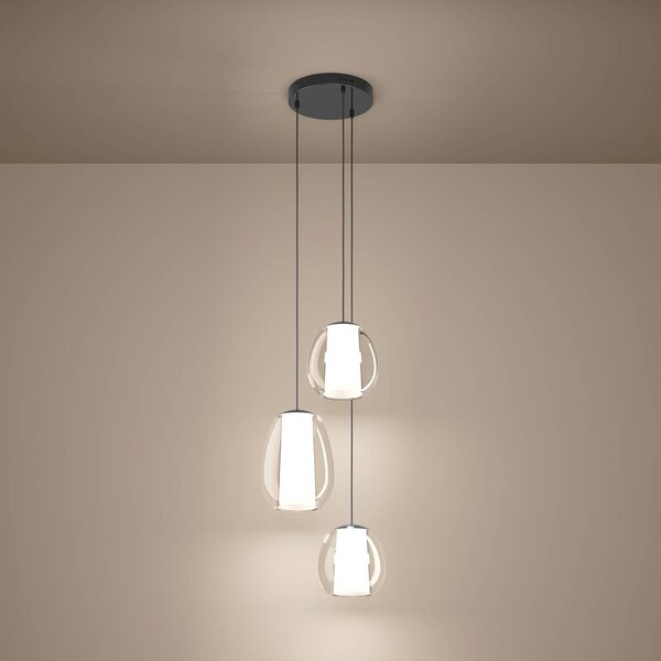 LED závesné svietidlo Stars of Light Menorca, niklová, 42 cm, 3-pl.,, Hliník / sivá / zinok, Obývacia izba / jedáleň, kov, Moderný, Závesné svietidlo