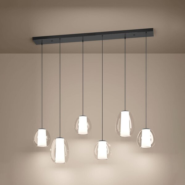 LED závesné svietidlo Stars of Light Menorca, niklová, 143 cm, 6-pl.,, Hliník / sivá / zinok, Obývacia izba / jedáleň, kov, Moderný, Závesné svietidlo