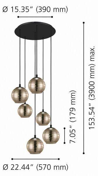 Závesné svietidlo Stars of Light Lemorieta, zlatá, Ø 57 cm, 6-pl., Mosadz / zlato, Obývacia izba / jedáleň, kov, Moderný, Závesné svietidlo