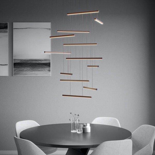 LED závesné svietidlo Stars of Light Lindoza, čierna, 44 cm, 12-pl., Čierna, Obývacia izba / jedáleň, kov, Moderný, Závesné svietidlo