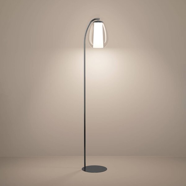 LED stojacia lampa Stars of Light Menorca, niklová, výška 165 cm,, Hliník / sivá / zinok, Obývacia izba / jedáleň, kov, Moderný, Stolová lampa