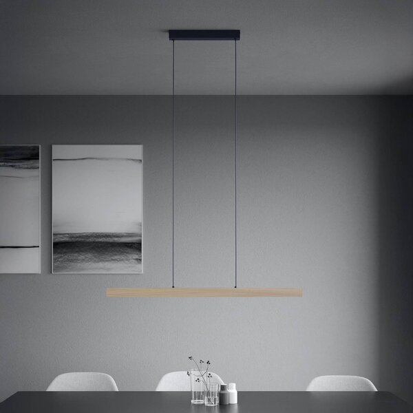 LED závesné svietidlo Stars of Light Montebuono, drevo, 180 cm, stmievateľné, Svetlé drevo, Obývacia izba / jedáleň, Hliník, Moderný, Závesné svietidlo