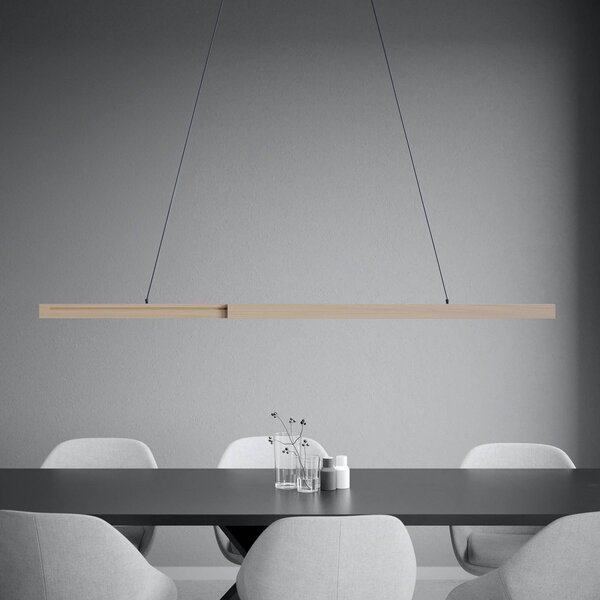 LED závesné svietidlo Stars of Light Montebuono, drevo, 180 cm, stmievateľné, Svetlé drevo, Obývacia izba / jedáleň, Hliník, Moderný, Závesné svietidlo
