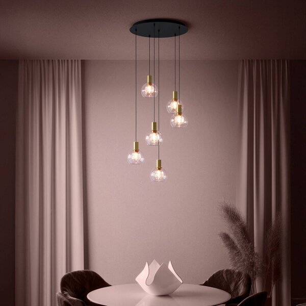 LED závesné svietidlo Stars of Light Terque, mosadz, Ø 54 cm, 6-pl., Mosadz / zlato, Obývacia izba / jedáleň, kov, Moderný, Závesné svietidlo
