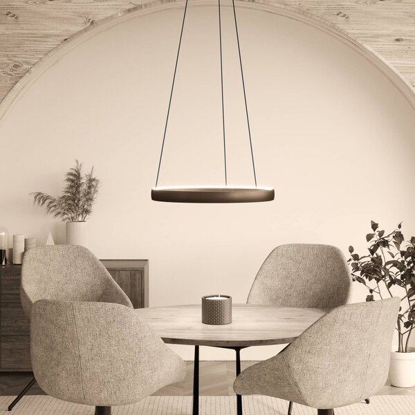 LED závesné svietidlo Stars of Light Trabuco, hnedá, Ø 80 cm, Hnedá / hrdzavá, Obývacia izba / jedáleň, Hliník, Moderný, Závesné svietidlo