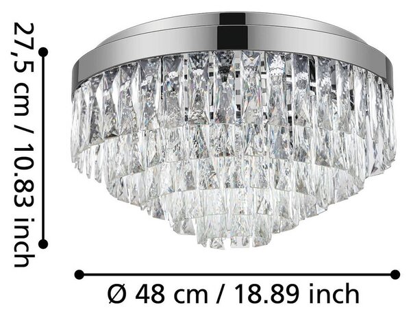 Stropné svietidlo Stars of Light Valparaiso, chróm, Ø 48 cm, kov, Chrómová / strieborná, Obývacia izba / jedáleň, kov, Závesné svietidlo