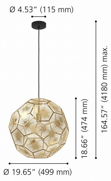 Závesné svietidlo Stars of Light Skoura, mosadz, Ø 50 cm, kov, Mosadz / zlato, Obývacia izba / jedáleň, kov, Moderný, Závesné svietidlo