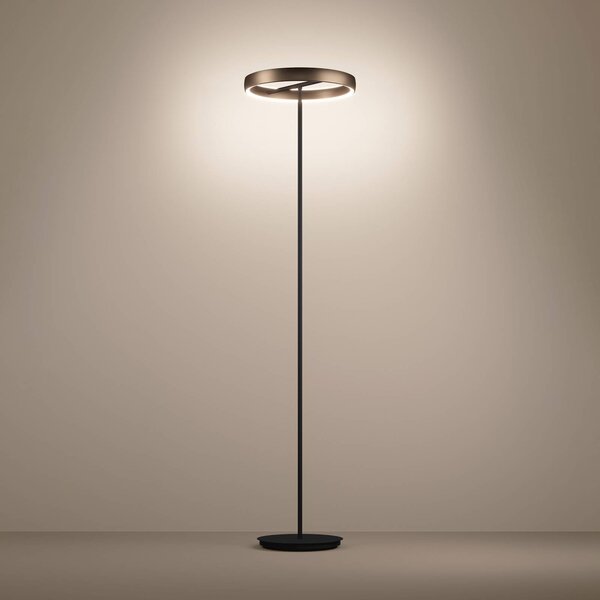 LED stojacia lampa Stars of Light Trabuco čierna/hnedá 175 cm, Hnedá / hrdzavá, Obývacia izba / jedáleň, Hliník, Moderný