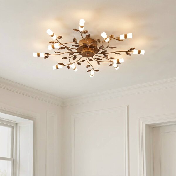 Lindby LED stropné svietidlo Bentas, bronz, kov, Ø 80cm, Hnedá / staromosadz, Obývacia izba / jedáleň, kov, Florentský