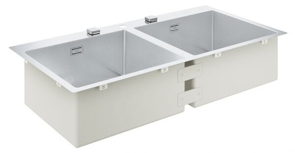 GROHE K800 nerezový dvojdrez, 1x otvor na batériu, 2x excenter, 1024 x 510 mm, kartáčovaná nerezová oceľ, 31585SD1