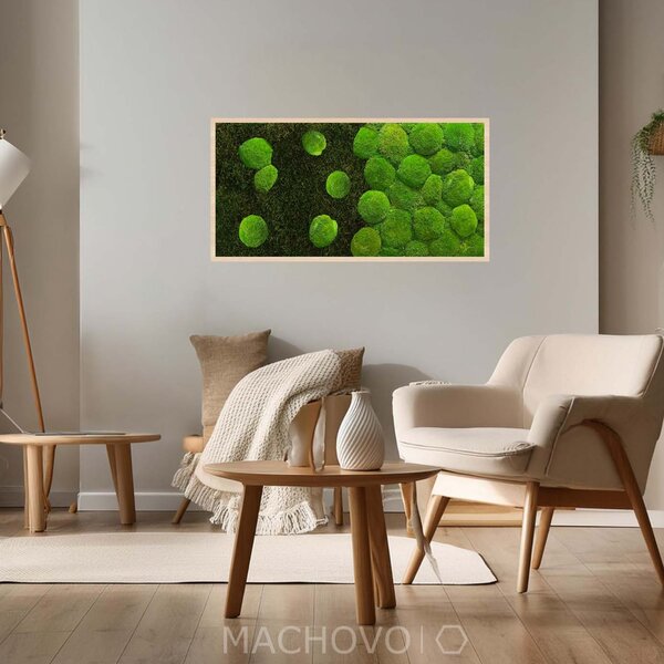 Machový obraz - gradient - horizontál - plochý + kopcovitý mach svetlozelená