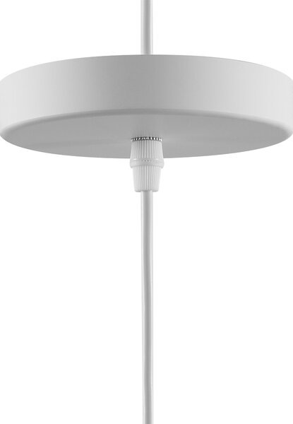 Závesná lampa biela svetlé drevo hliník kovové tienidlo minimalistický moderný štýl obývačka jedáleň