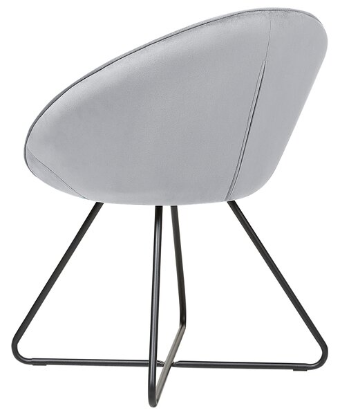 Dizajnové kreslo svetlosivé zamatové čalúnenie okrúhle sedadlo retro minimalistický dizajn
