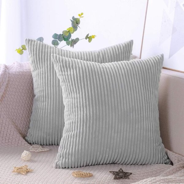Elegantný obal na dekoratívny vankúš z kordového zamatu, 45 x 45 cm – sivý
