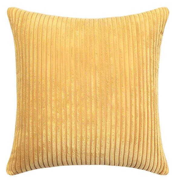 Elegantný obal na dekoratívny vankúš z kordového zamatu, 45 x 45 cm – žltý