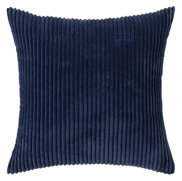 Elegantný poťah na dekoratívny vankúš z kordového zamatu, 45 x 45 cm – tmavomodrý