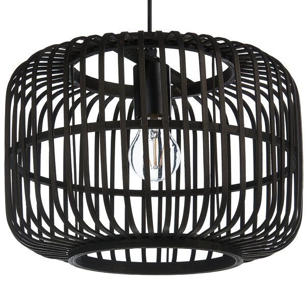 Závesná lampa čierna bambusové tienidlo nastaviteľná šnúra boho dizajn osvetlenie do interiéru