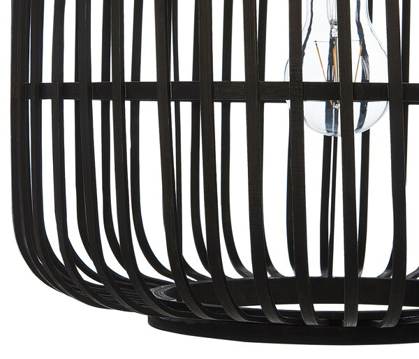 Závesná lampa čierna bambusové tienidlo nastaviteľná šnúra boho dizajn osvetlenie do interiéru