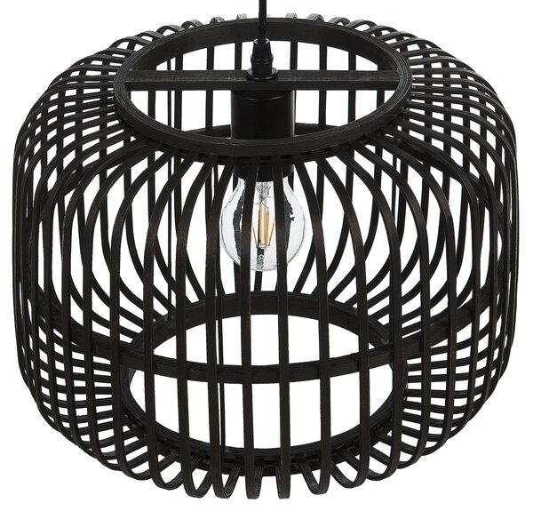Závesná lampa čierna bambusové tienidlo nastaviteľná šnúra boho dizajn osvetlenie do interiéru