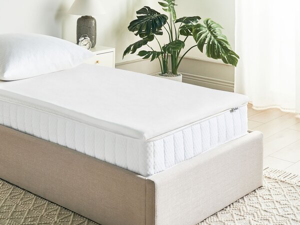 Vrchný matrac biela PU pena polyesterový poťah 90 x 200 cm topper podložka na posteľ spálňa