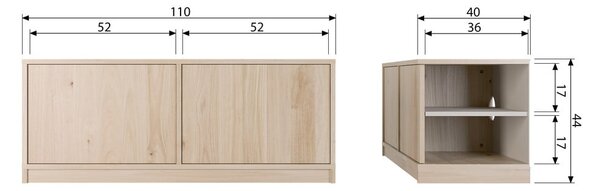 Modulárny TV stolík v dekore duba v prírodnej farbe 110x44 cm Modulair – vtwonen