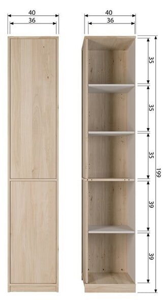 Modulárna skrinka v dekore duba v prírodnej farbe 40x199 cm Modulair – vtwonen