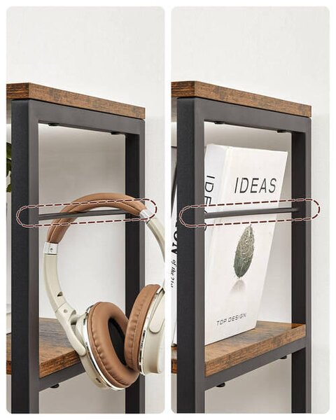 REGÁL, hnedá, čierna, 120/172,5/30 cm Boxxx - Online Only drobný nábytok, Online Only