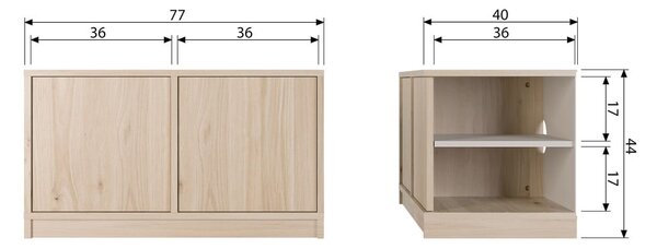 Modulárny TV stolík v dekore duba v prírodnej farbe 77x44 cm Modulair – vtwonen