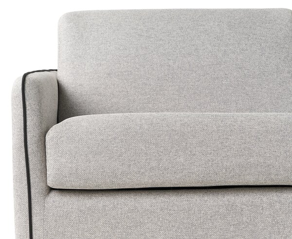 Rozkladacia pohovka sivá látkové čalúnenie 2-miestna na spanie plastové nohy moderný minimalistický štýl obývacia izba