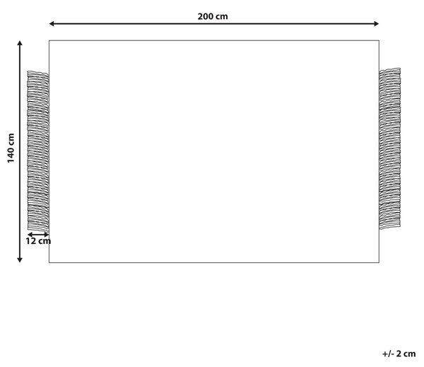 Koberec čierna a krémová biela 140 x 200 cm obdĺžnikový ručne tkaný so strapcami moderný dizajn