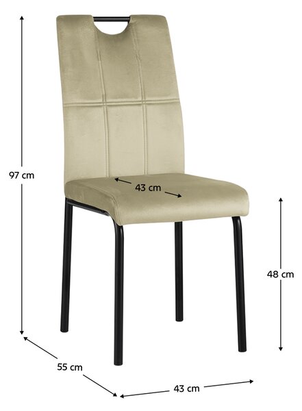 KONDELA Jedálenská stolička, béžová Velvet látka/kov, JONKA