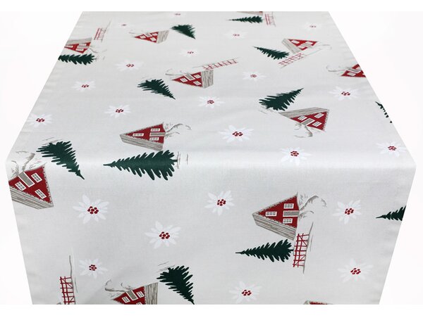 Vianočný behúň na stôl Chalúpky a jedličky Farba Viacfarebná Rozmery 50x150 cm