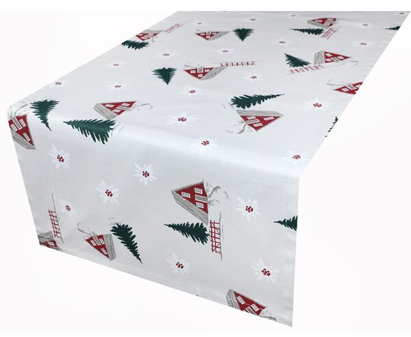 Vianočný behúň na stôl Chalúpky a jedličky Farba Viacfarebná Rozmery 50x150 cm