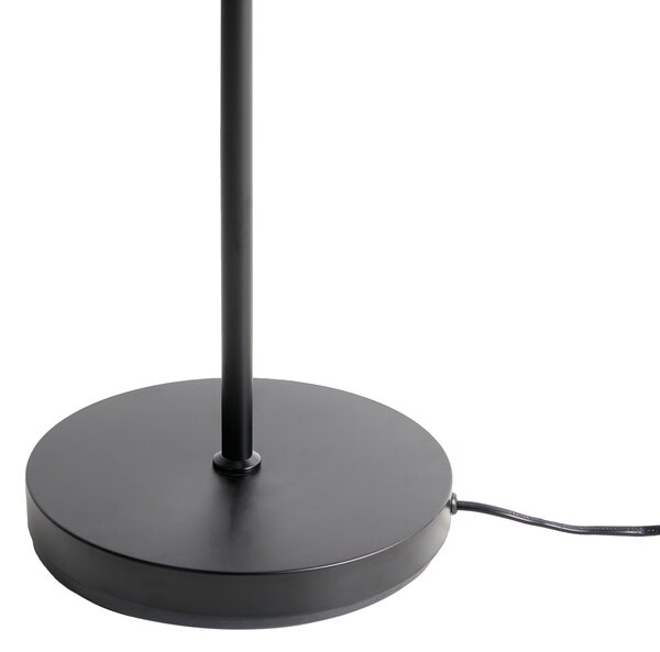 Stojaca lampa biela látkové tienidlo čierny železný podstavec 150 cm moderné svietidlo obývacia izba spálňa