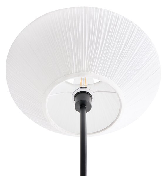 Stojaca lampa biela látkové tienidlo čierny železný podstavec 150 cm moderné svietidlo obývacia izba spálňa