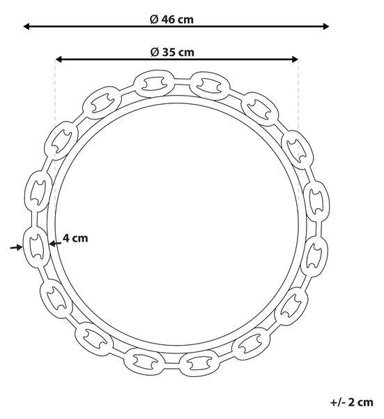 Nástenné zrkadlo zlaté syntetický materiál ø 46 cm rám v tvare reťaze moderný dizajn