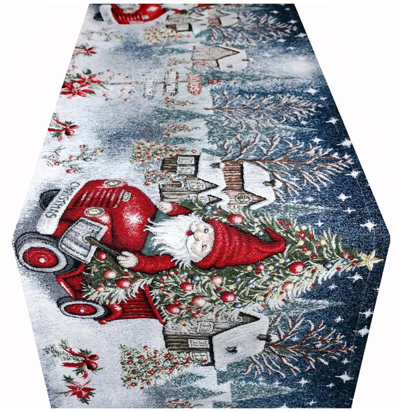 Vianočný gobelínový behúň na stôl Auto so stromčekom Chenille IT043 Farba Viacfarebná Rozmery 40x130 cm