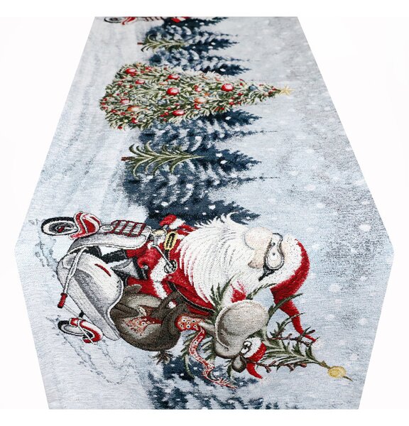 Vianočný gobelínový behúň na stôl Santa na skútri Chenille IT045 Farba Viacfarebná Rozmery 40x130 cm