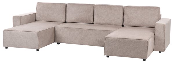 4-miestna pohovka svetlohnedá polyester látkové čalúnenie rozkladacia na spanie s úložným priestorom moderný štýl obývačka