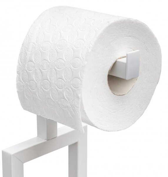 Erga Madryt, držiak toaletného papiera s WC kefou a zásobníkom na papier, 3v1, biela-prírodná hnedá, ERG-YKA-P.MADRYT-WHT