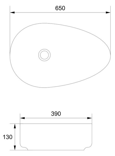Mereo, Mereo Umyvadlo na desku bez prepadu, 660x400x130 mm, slza, keramické, MER-UC664013