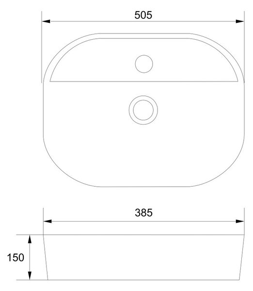 Mereo, Mereo Umývadlo na dosku s prepadom, Lota, 500x380x150 mm, oválne, keramické, MER-UC503815
