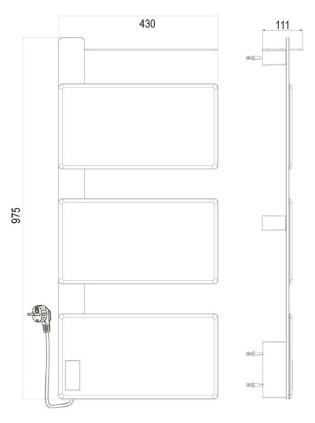 Mereo, Mereo Elektrický sušiak uterákov, 3 moduly, čierny, MER-MT82B