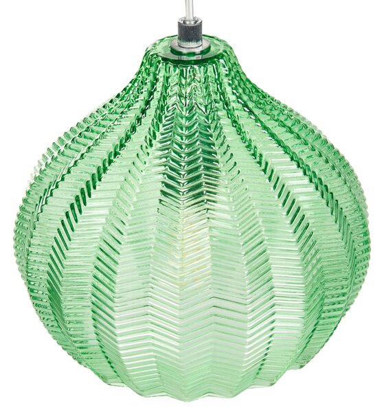 Závesná lampa zelená sklenené tienidlo retro štýl závesné osvetlenie obývacia izba jedáleň