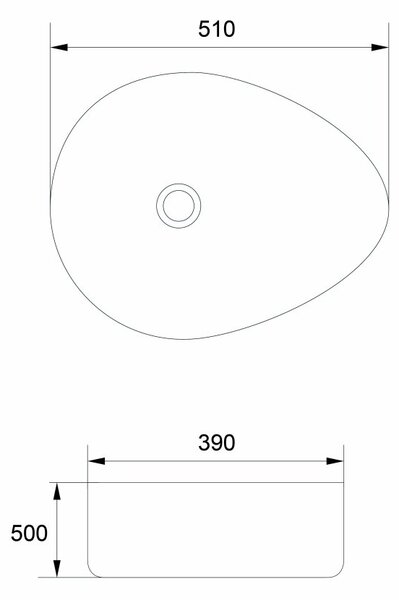 Mereo, Mereo Umyvadlo na desku bez prepadu, Doren, 520x400x130 mm, slza, keramické, MER-UC524013