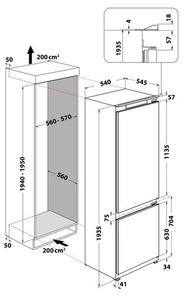 Whirlpool WHC20D011B1 + kupóny na daľší nákup - Chladnička kombinovaná zabudovateľná