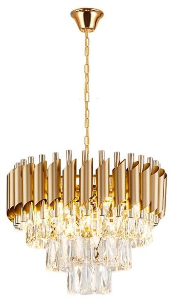Toolight Toolight, krištáľové závesné svietidlo 40cm, 4xE14, 312359, zlatá lesklá, OSW-04415